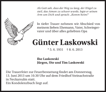 Traueranzeige von Günter Laskowski 