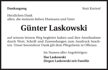 Traueranzeige von Günter Laskowski 