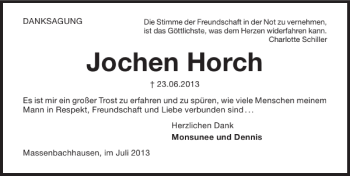 Traueranzeige von Jochen Horch 