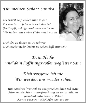 Traueranzeige von Sandra Weißerth 