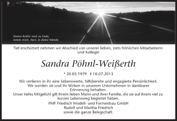 Traueranzeige von Sandra Pöhnl-Weißerth 