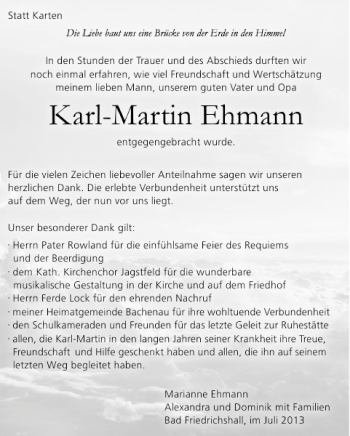 Traueranzeige von Karl-Martin Ehmann 