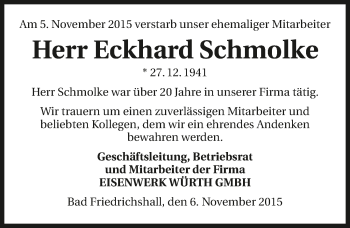 Traueranzeige von Eckhard Schmolke 