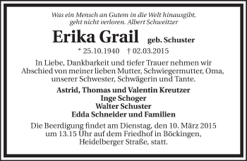 Traueranzeige von Erika Grail 