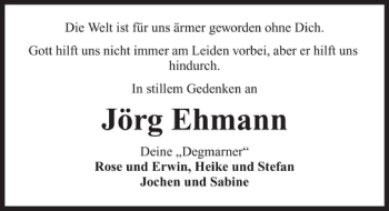 Traueranzeige von Jörg Ehmann 