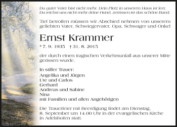Traueranzeige von Ernst Krammer 