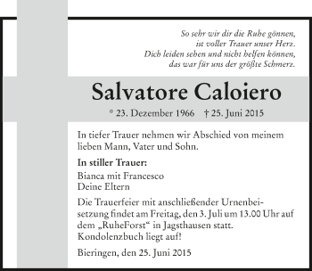 Traueranzeige von Salvatore Caloiero 