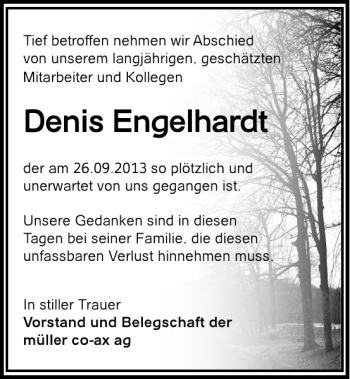 Traueranzeige von Denis Engelhardt 