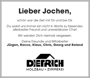 Traueranzeige von Jochen Dietrich 