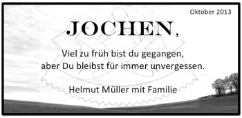 Traueranzeige von Jochen Dietrich 