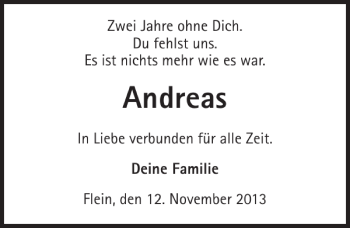 Traueranzeige von Andreas Andreas 