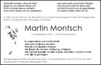 Traueranzeige von Martin Montsch 