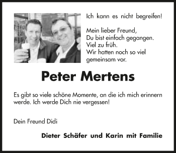 Traueranzeige von Peter Mertens 