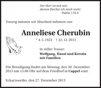 Traueranzeige von Anneliese Cherubin 