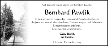 Traueranzeige von Bernhard Pawlik 