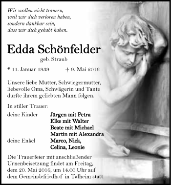Traueranzeige von Edda Schönfelder 