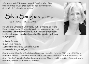 Traueranzeige von Silvia Senghas 