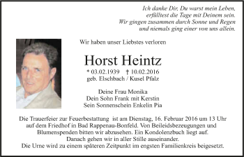 Traueranzeige von Horst Heintz 