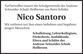 Traueranzeige von Nico Santoro 