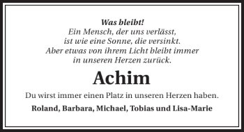 Traueranzeige von Achim Achim 