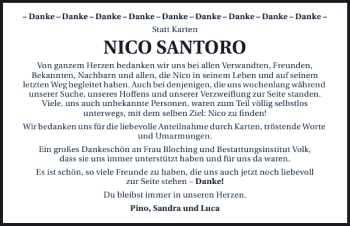 Traueranzeige von Nico Santoro 