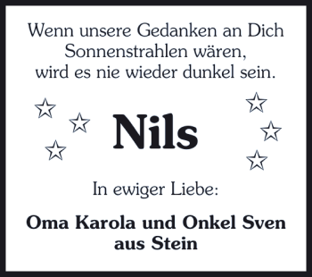 Traueranzeige von Nils Nils 