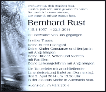 Traueranzeige von Bernhard Rust 