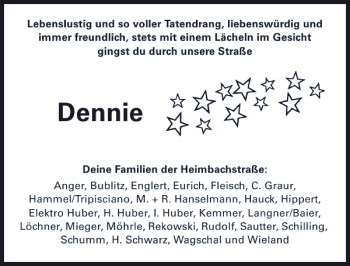 Traueranzeige von Dennie Dennie 