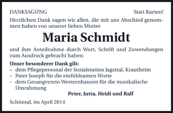 Traueranzeige von Maria Schmidt 