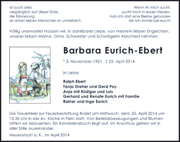 Traueranzeige von Barbara Eurich-Ebert 