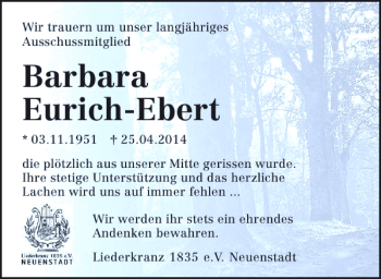 Traueranzeige von Barbara Eurich-Ebert 