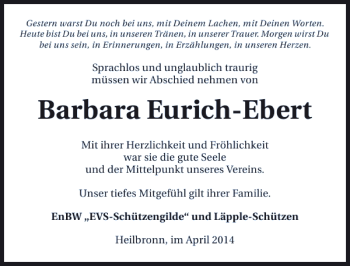 Traueranzeige von Barbara Eurich-Ebert 