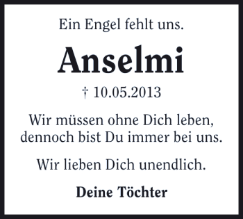 Traueranzeige von Anselmi Anselmi 