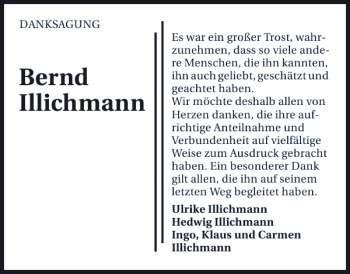 Traueranzeige von Bernd Illichmann 