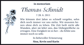 Traueranzeige von Thomas Schmidt 