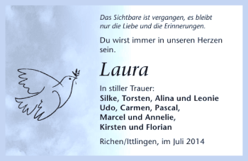 Traueranzeige von Laura Laura 