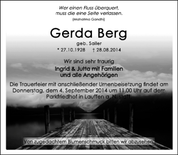 Traueranzeige von Gerda Berg 