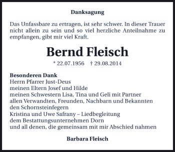 Traueranzeige von Bernd Fleisch 