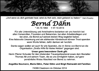 Traueranzeige von Bernd Albert Dähn 