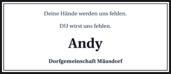 Traueranzeige von Andy Andy 