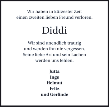 Traueranzeige von Diddi Diddi 