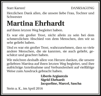 Traueranzeige von Martina Erhardt 