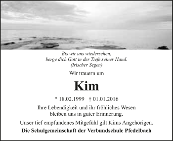 Traueranzeige von Kim  