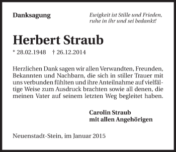 Traueranzeige von Herbert Straub 