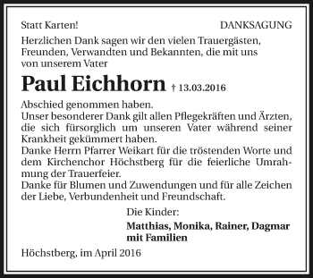 Traueranzeige von Paul Eichhorn 