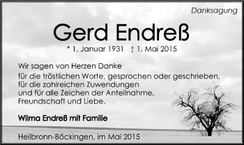 Traueranzeige von Gerd Endreß 