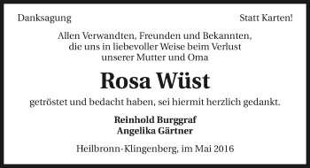 Traueranzeige von Rosa Wüst 