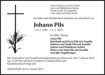 Traueranzeige von Johann Pils 