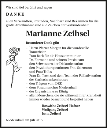 Traueranzeige von Marianne Zeihsel 