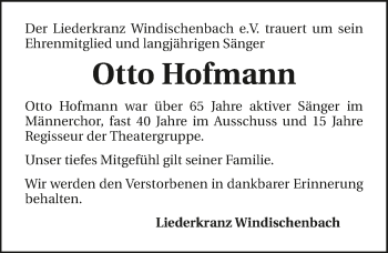 Traueranzeige von Otto Hofmann 